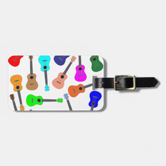 Étiquette À Bagage Ukulélé d'arc-en-ciel (Devant horizontal)