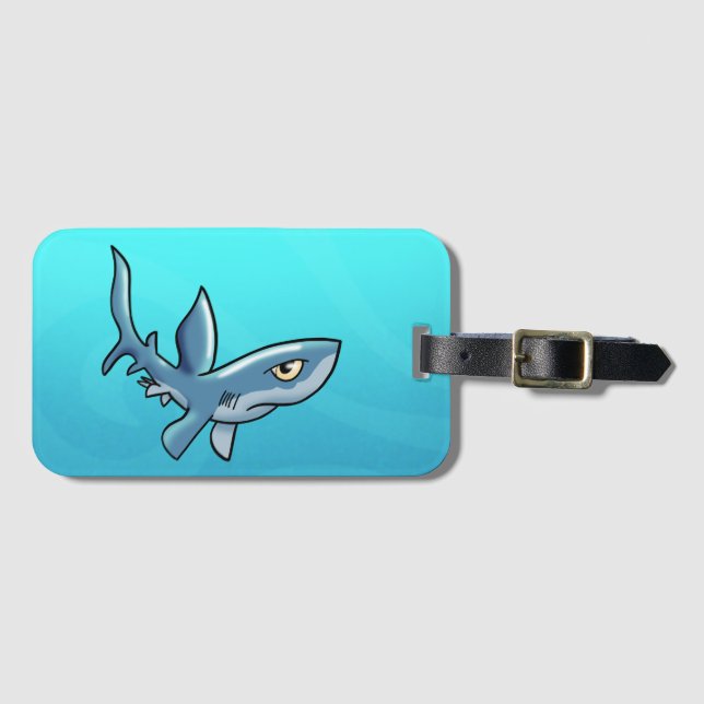 Étiquette À Bagage Un autre requin caricaturé (Devant Horizontal)
