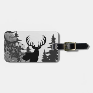 Étiquette À Bagage Un cerf avec un gros sac en bois sort de la forêt