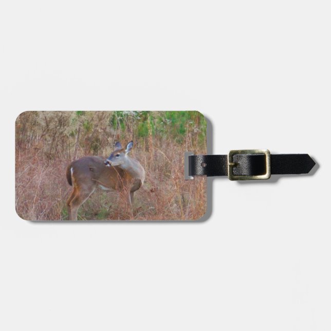 Étiquette À Bagage Un cerf dans l'herbe haute (Devant horizontal)