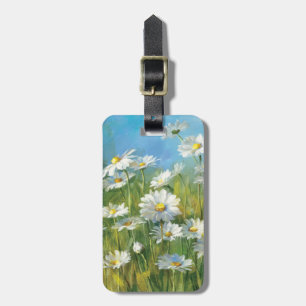 Étiquette À Bagage Un champ des marguerites blanches