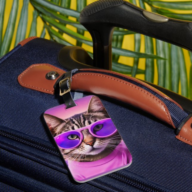 Étiquette À Bagage Un chat jazzy en lavande (Insitu Rectoal 1)