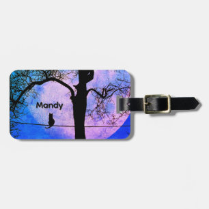 Étiquette À Bagage Un chat noir sur un fil Nom de la Pleine lune