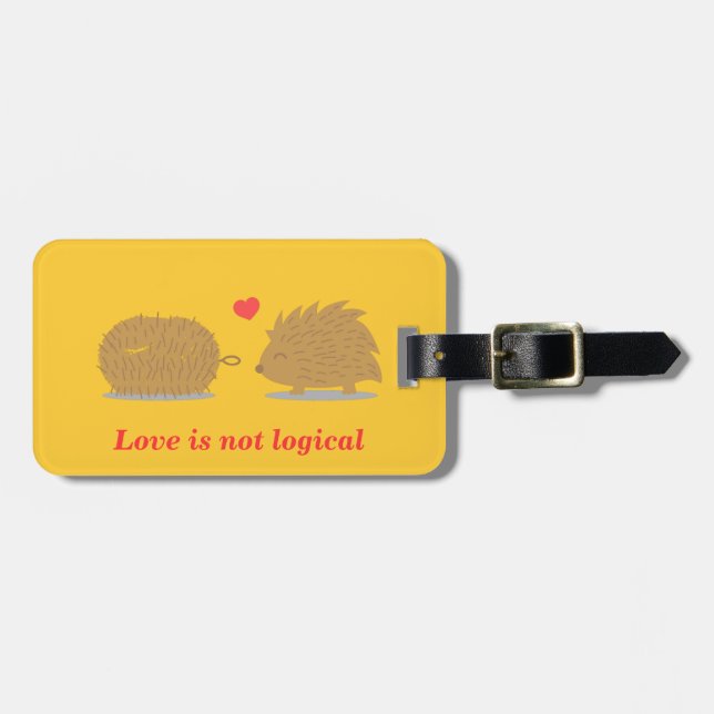 Étiquette À Bagage Un hérisson mignon trouve l'amour dans une brosse  (Devant horizontal)