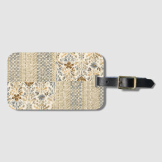 Étiquette À Bagage Un motif harmonieux de fleurs et de motifs, vintag