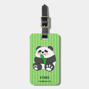 Étiquette À Bagage Un Panda Bébé Mignonne Mangeant Stalk Bambou