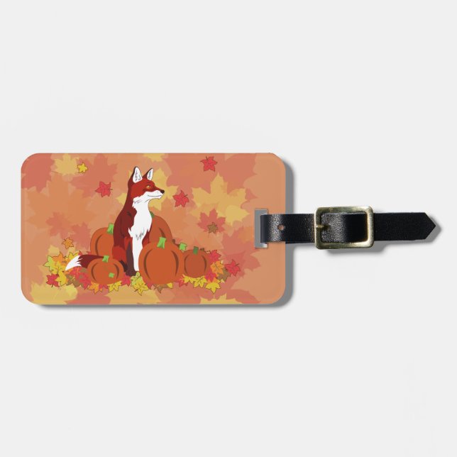 Étiquette À Bagage Un renard dans le patch Citrouille (Devant horizontal)