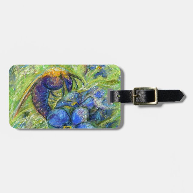 Étiquette À Bagage Une abeille et des fleurs de ne m'oublie pas (Devant horizontal)