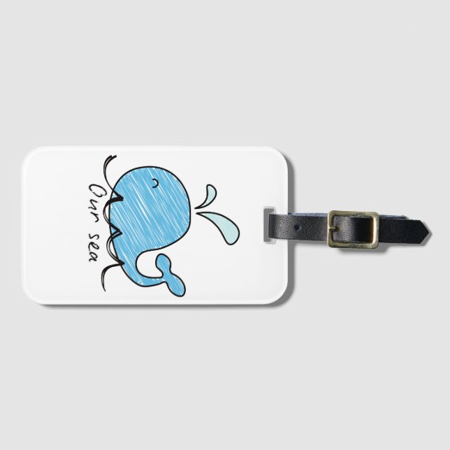 Étiquette À Bagage Une baleine amicale dans son étiquette de bagage d (Devant Horizontal)