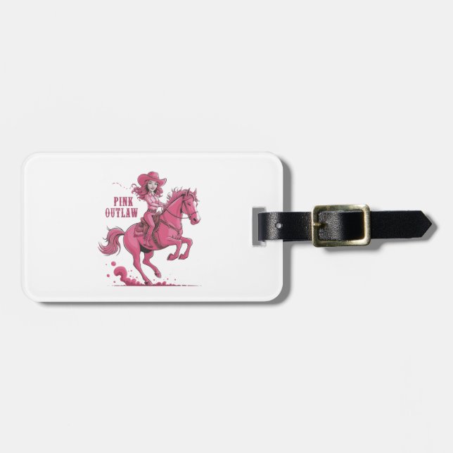 Étiquette À Bagage Une cowgirl confiante à cheval (Devant horizontal)