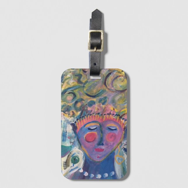 Étiquette À Bagage Une femme marche vers son propre batteur (Devant Vertical)