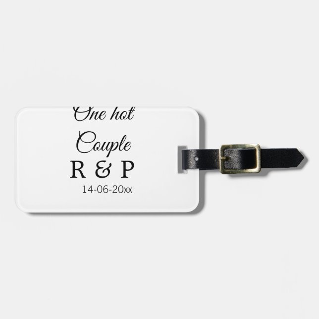 Étiquette À Bagage Une lettre initiale de nom de couple chaud date te (Devant horizontal)