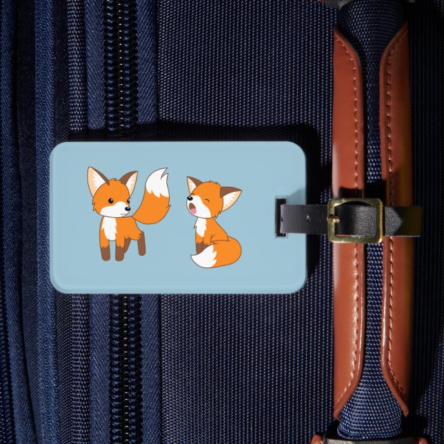Étiquette À Bagage Une paire de mignons petits Fox sur bleu (Insitu Rectoal 4)