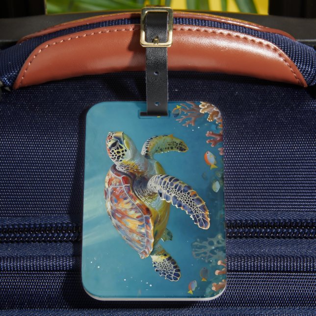 Étiquette À Bagage Une Tortue de Mer et des Rayons de Soleil dans l'O (Insitu Rectoal 2)