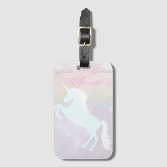 Étiquette À Bagage unicorn fantasy pinand purple (Devant Vertical)