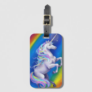 Étiquette À Bagage Unicorn with Rainbow