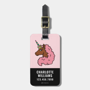 Étiquette À Bagage Unicorne Afro Rose clair