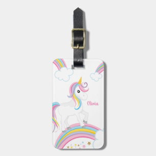 Étiquette À Bagage Unicorne arc-en-ciel magique personnalisée