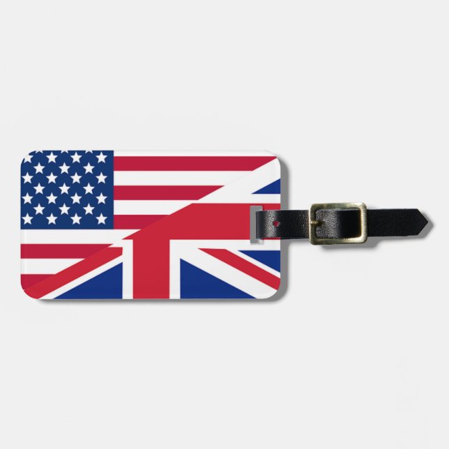 Étiquette À Bagage Union Jack American Flag Motif Stars Stripes (Devant horizontal)
