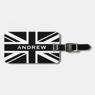 Étiquette À Bagage Union Jack ~ Noir et Blanc