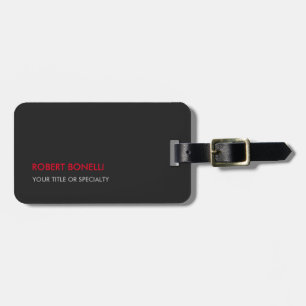 Étiquette À Bagage Unique moderne gris rouge élégant