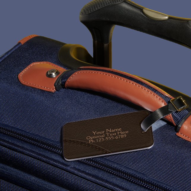 Étiquette À Bagage Upholstère en cuir Brown Faux (Créateur téléchargé)