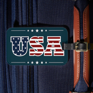 Étiquette À Bagage USA, design patriotique,