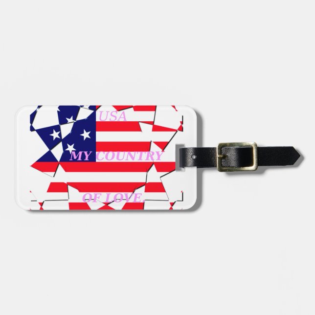 Étiquette À Bagage USA Star Spangled Love My Country of Love (Devant horizontal)