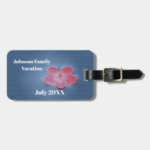 Étiquette À Bagage Vacances en famille Fleur minimaliste rose