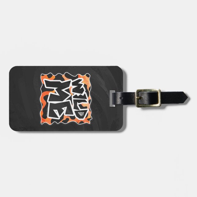 Étiquette À Bagage Vache Noir et Orange Wild Me (Devant horizontal)