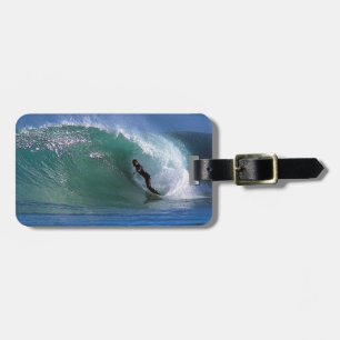 Étiquette À Bagage vague de surf vert Nouvelle-Zélande