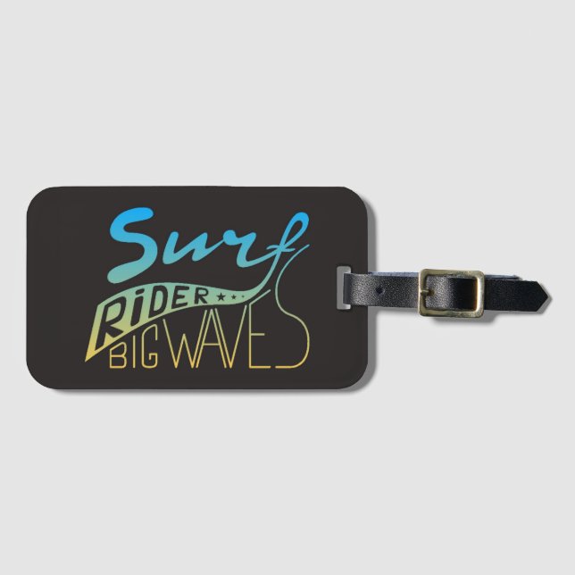Étiquette À Bagage Vagues de cavalier de surf grandes (Devant Horizontal)
