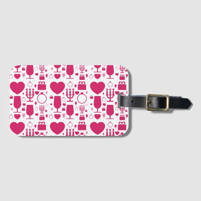 Étiquette À Bagage Valentines éléments de jour motif (Devant Horizontal)