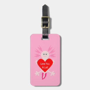 Étiquette À Bagage Valentines Jour Amour Coeur Axolotl Nom personnali