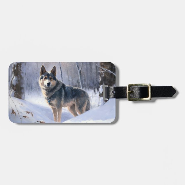 Étiquette À Bagage Vallhund suédois Laisser neiger Noël (Devant horizontal)