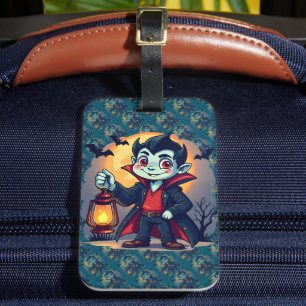 Étiquette À Bagage Vampire Mignon avec Lanterne Kawaii Halloween