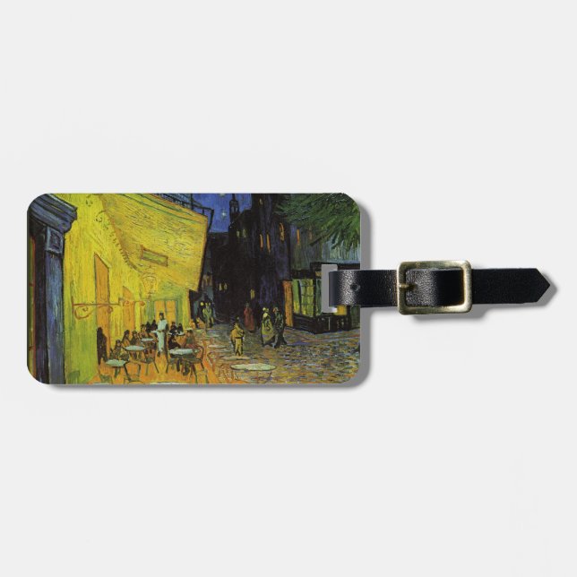 Étiquette À Bagage Van Gogh; Café Terrasse en soirée (Devant horizontal)