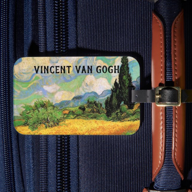Étiquette À Bagage Van Gogh Champ de blé w Cyprès à Haute Galline (Insitu Rectoal 4)