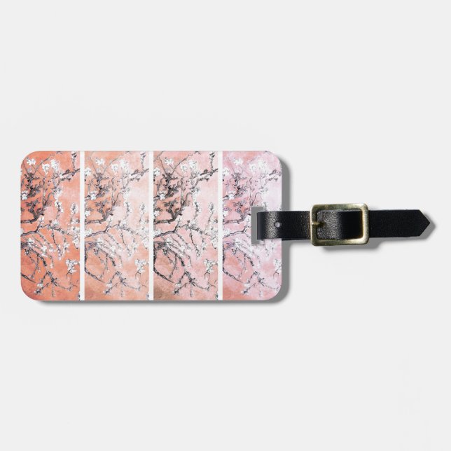 Étiquette À Bagage Van Gogh Les fleurs d'amandes rose (Devant horizontal)