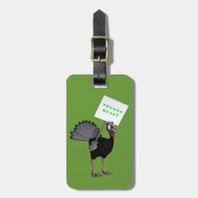 Étiquette À Bagage Vegans Rule ! (Devant Vertical)