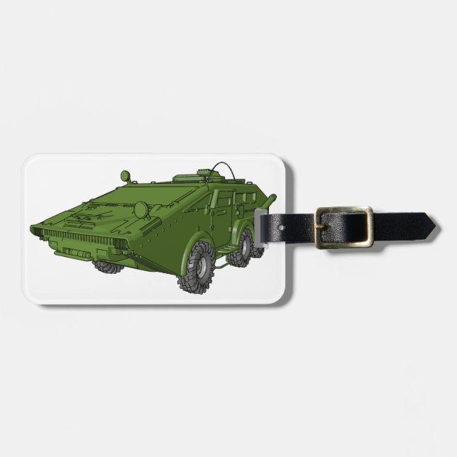 Étiquette À Bagage Véhicule militaire blindé vert (Devant horizontal)