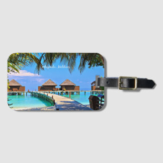 Étiquette À Bagage Veligandu, scène tropicale des Maldives