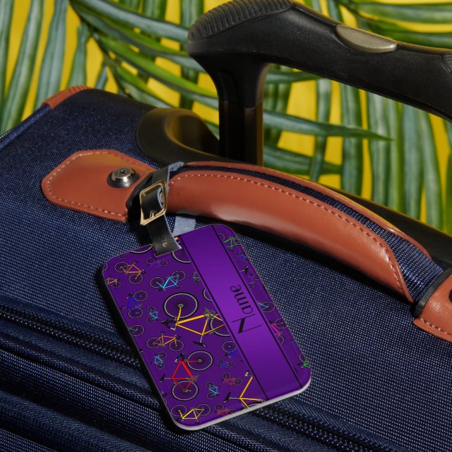 Étiquette À Bagage Vélo de route violet de nom personnalisé (Insitu Rectoal 1)