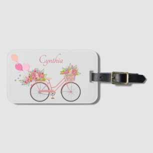 Étiquette À Bagage Vélo floral rose Whimsical Personnalisé