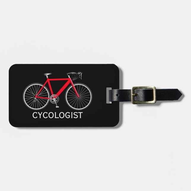 Étiquette À Bagage Vélo rouge sur fond noir (Devant horizontal)