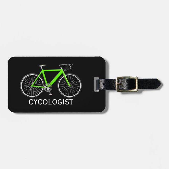 Étiquette À Bagage Vélo vert néon sur fond noir (Devant horizontal)