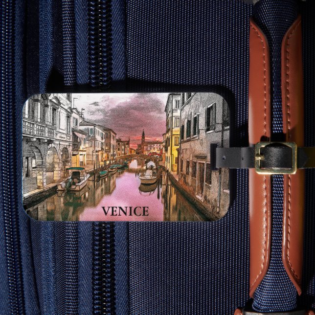 Étiquette À Bagage Venise romantique Italie Gondola Vue ville (Insitu Rectoal 4)