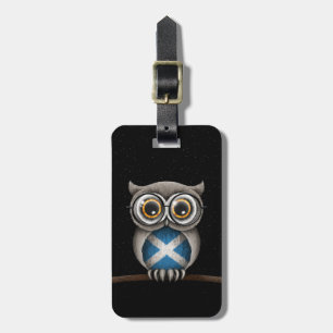Étiquette À Bagage Verres de port de hibou écossais mignon de drapeau