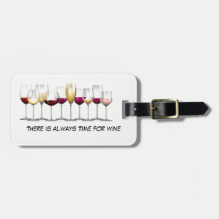 Étiquette À Bagage Verres de vin illustrés avec du vin