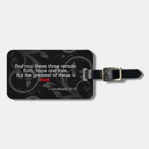 Étiquette À Bagage Verse de la Bible Amour, Noir/Rouge